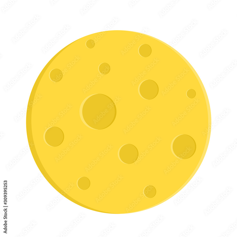 Yellow moon in cartoon style for design on white, stock vector illustration Yellow moon in cartoon style for design on white, stock vector illustration