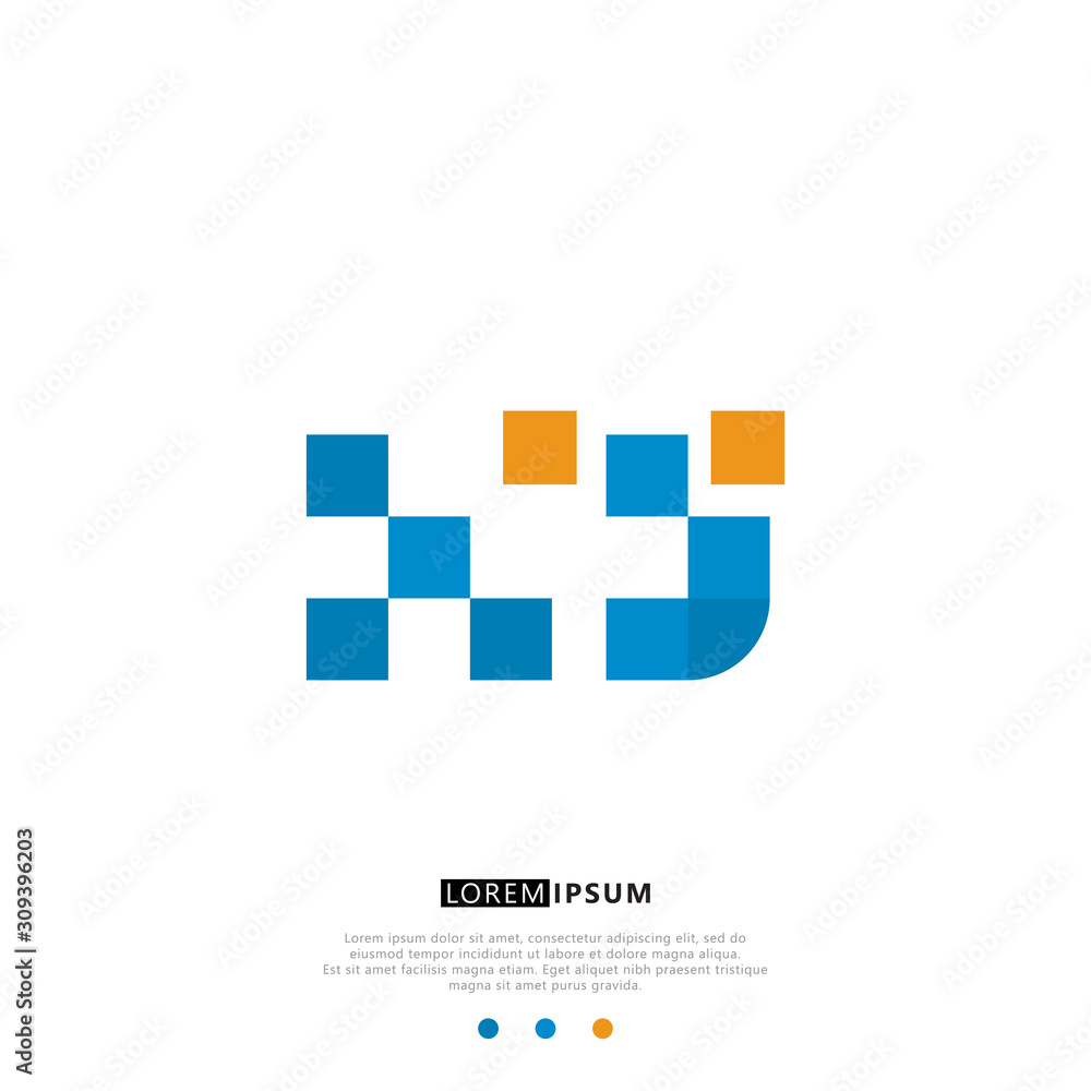 XJ X J Logo Monogram with Blue and yellow Colors. modern letter logo design XJ X J Logo Monogram with Blue and yellow Colors. modern letter logo design