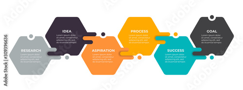 Vector Infographic label design with hexagon template. Business concept with 6 options, steps or processes.