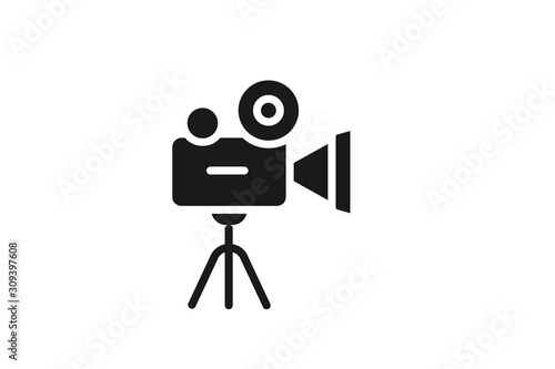 Video camera on the tripod icon