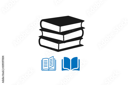 Modern bundle of book icon vector (blue version)
