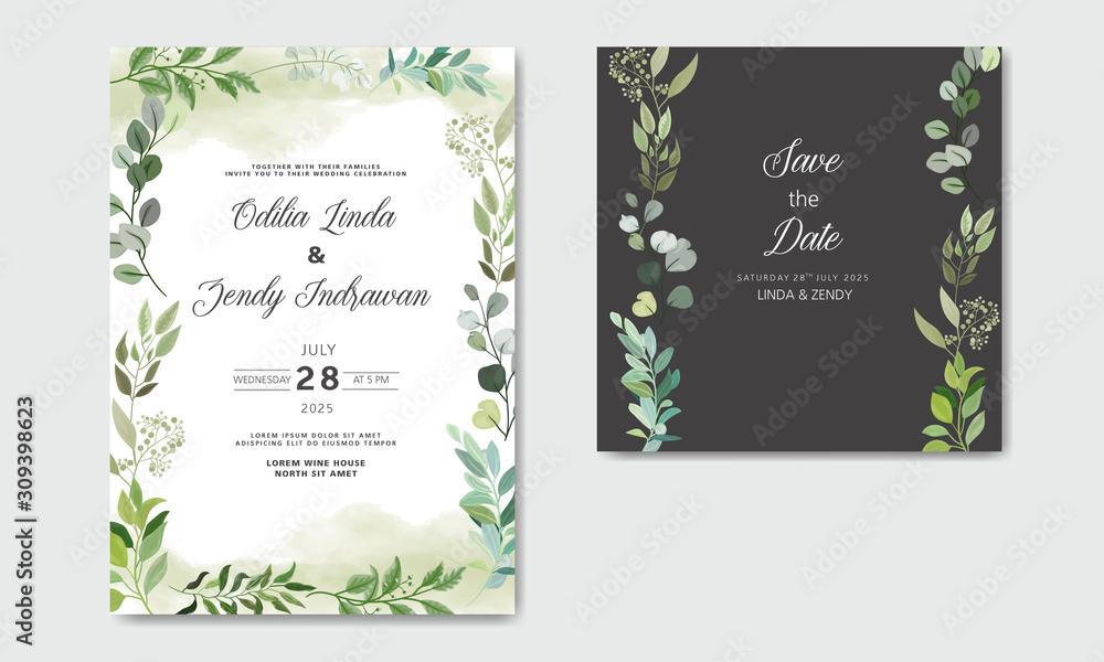 luxury and beauty floral wedding invitation template