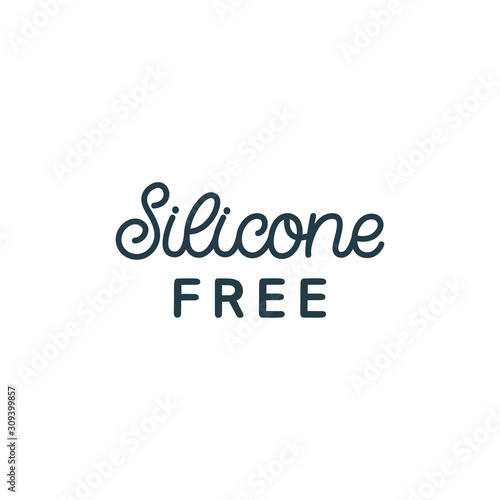 Hand drawn knitting logo. The inscription: Silicone free. Perfect design for greeting cards, posters, T-shirts, banners, print invitations.