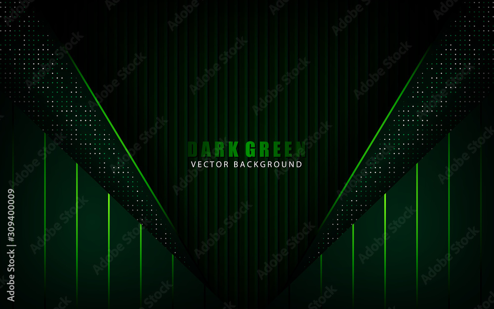 Modern green background vector on dark space with abstract style for ...