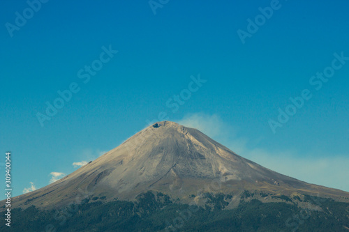 Active Popocatepetl volcano in Mexico fumarole