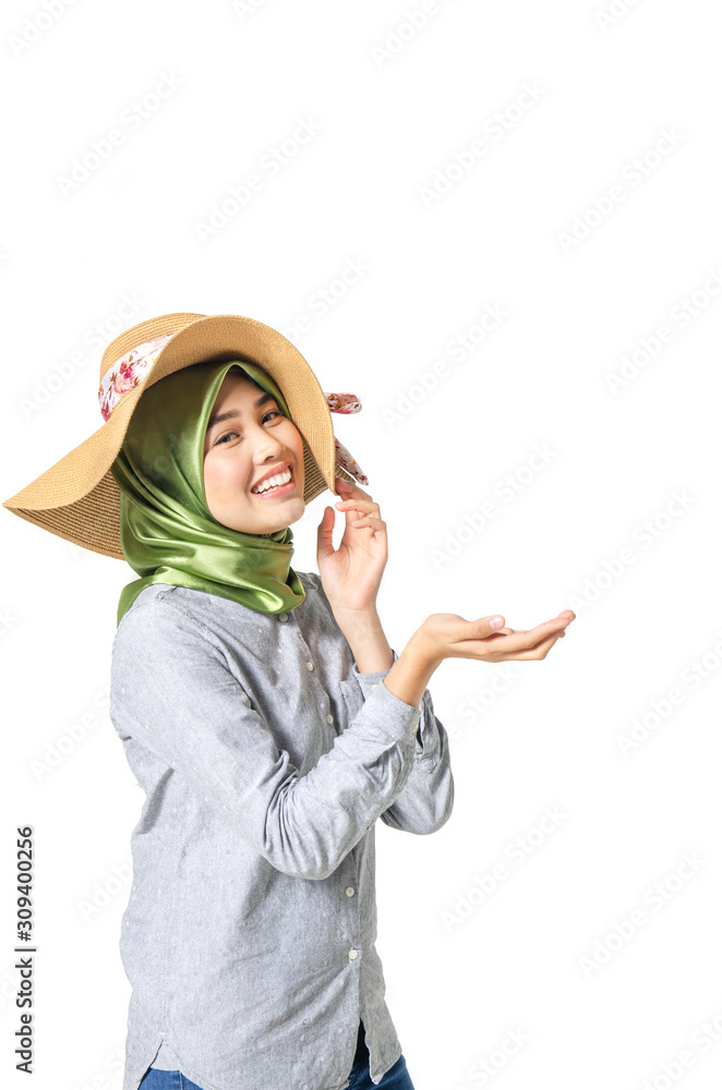Beautiful women with hijab standing and look at camera Beautiful women with hijab standing and look at camera