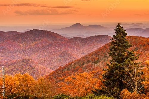 Brasstown Bald, Georgia, USA view of Blue Ridge Mountains in autumn photo