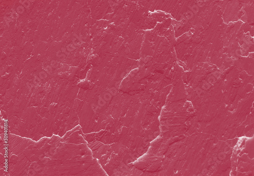 Old concrete coral red walls with cracks background paint, workpiece for design, copy spase