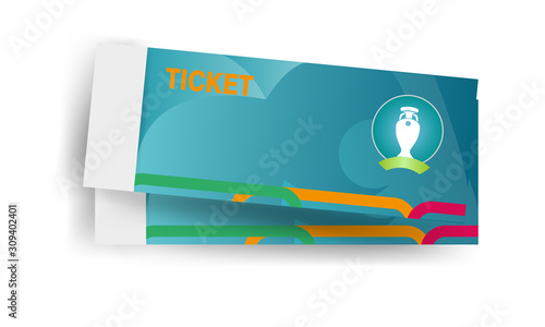 Template realistic ticket, badge in blue tones, vector photo