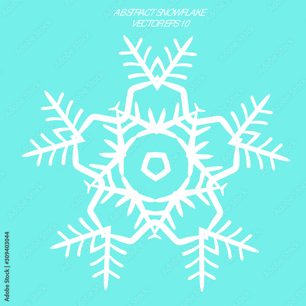 Fototapeta premium Abstract snowflake vector illustration isolated on white background. Flat and white winter vector illustration. Vector element for creating your design and illustrations. Sediments symbol.