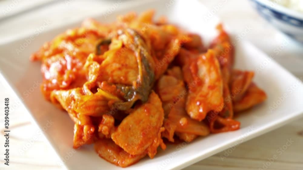 stir-fried pork with kimchi - Korean food style stir-fried pork with kimchi - Korean food style