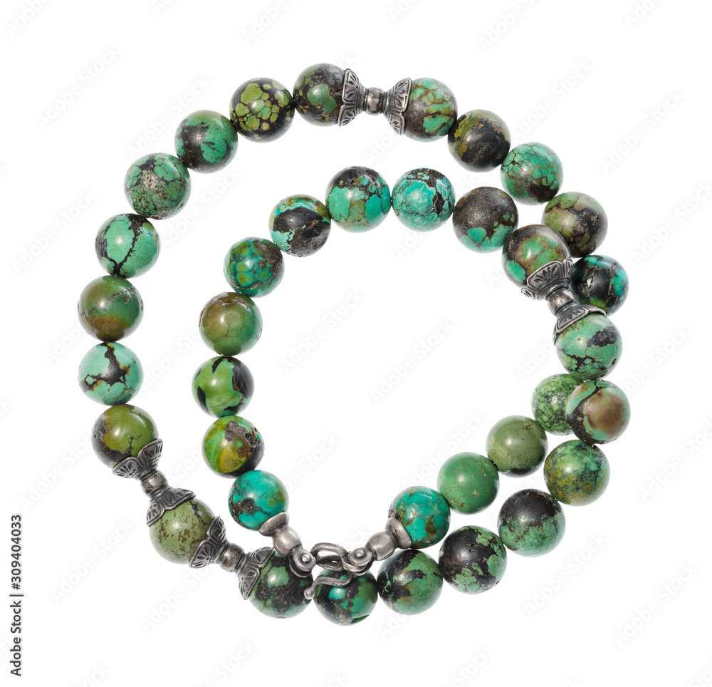 coiled necklace from polished turquoise isolated coiled necklace from polished turquoise isolated