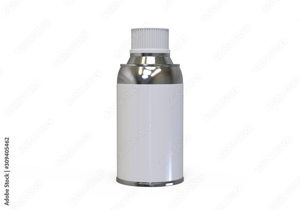 Tin can spray mock up template on isolated white background, 3d illustration Tin can spray mock up template on isolated white background, 3d illustration