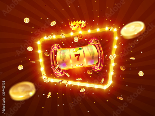 Golden slot machine wins the jackpot.