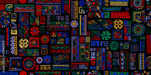 Ethnic handmade ornament, seamless pattern