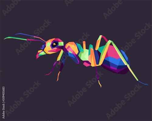 Wpap in style pop art ant awesome full color isolated white backround
