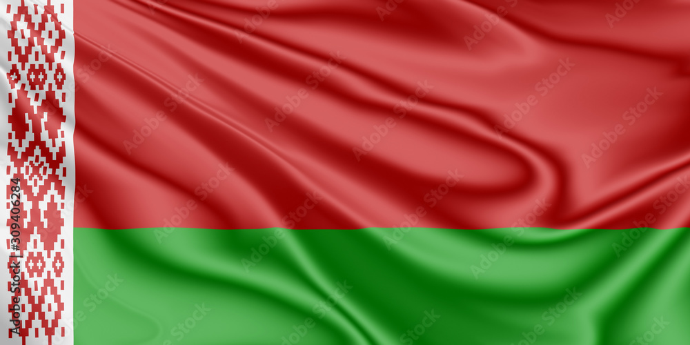 Flag of Belarus fluttering in the wind