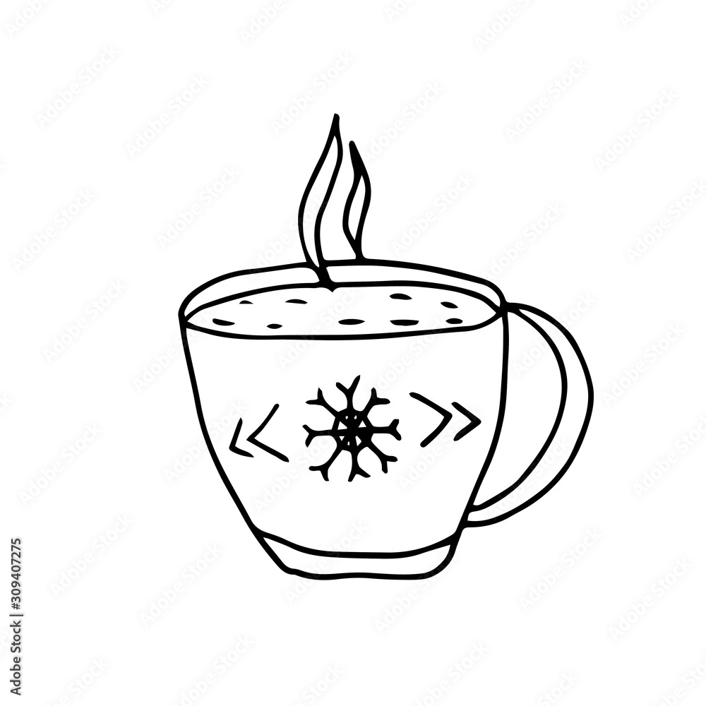 Simple cup of coffee or tea. Vector calligraphy illustration isolated on white background. Linear icon with thin outline. Doodle style. Simple cup of coffee or tea. Vector calligraphy illustration isolated on white background. Linear icon with thin outline. Doodle style.