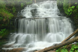 Spring landscape of Wagner Falls, Wagner Falls State Park, captured with blurred motion, Michigan's Upper Peninsula, USA