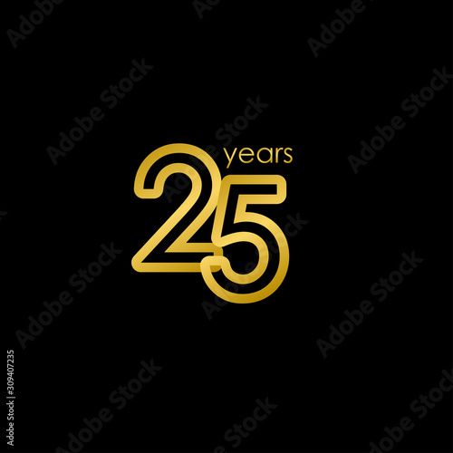 25 Years Anniversary elegant Gold Celebration Vector Template Design Illustration