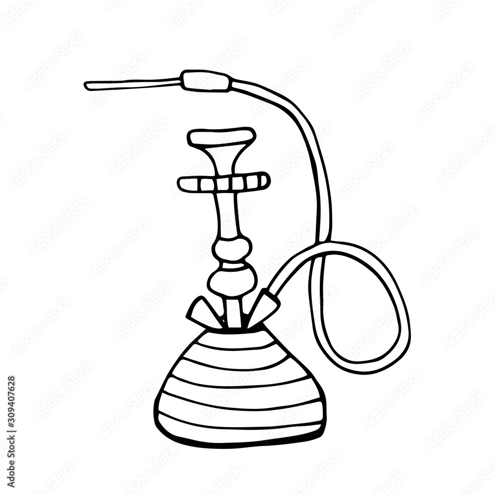 Shisha Hookah Hand Drawn Doodle Vector Eps10 Doodle Vector Illustration Of Hookah With Smoking Pipe Hubble Bubble Oriental Bar Isolated On A White Background Stock Vector Adobe Stock