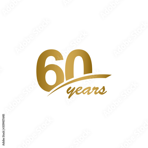 60 Years Anniversary elegant Gold Line Celebration Vector Template Design Illustration