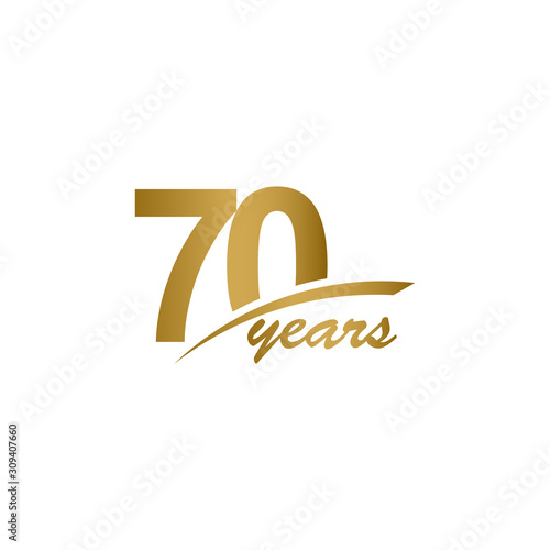 70 Years Anniversary elegant Gold Line Celebration Vector Template Design Illustration