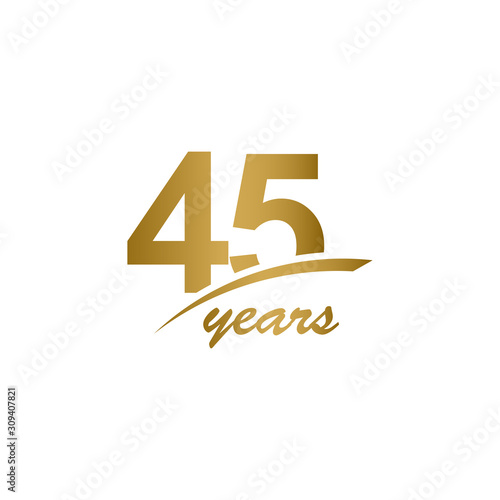 45 Years Anniversary elegant Gold Line Celebration Vector Template Design Illustration