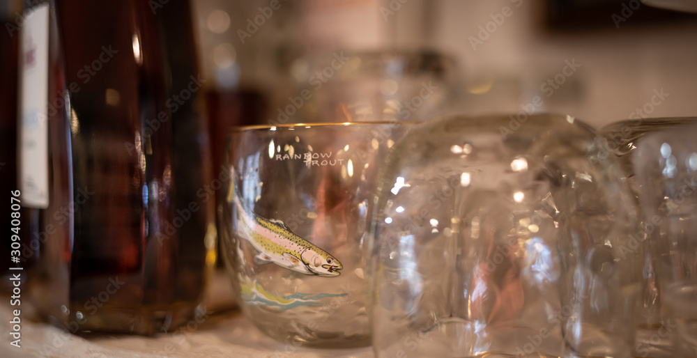 Whiskey Tumbler With A Rainbow Trout Design Whiskey Tumbler With A Rainbow Trout Design