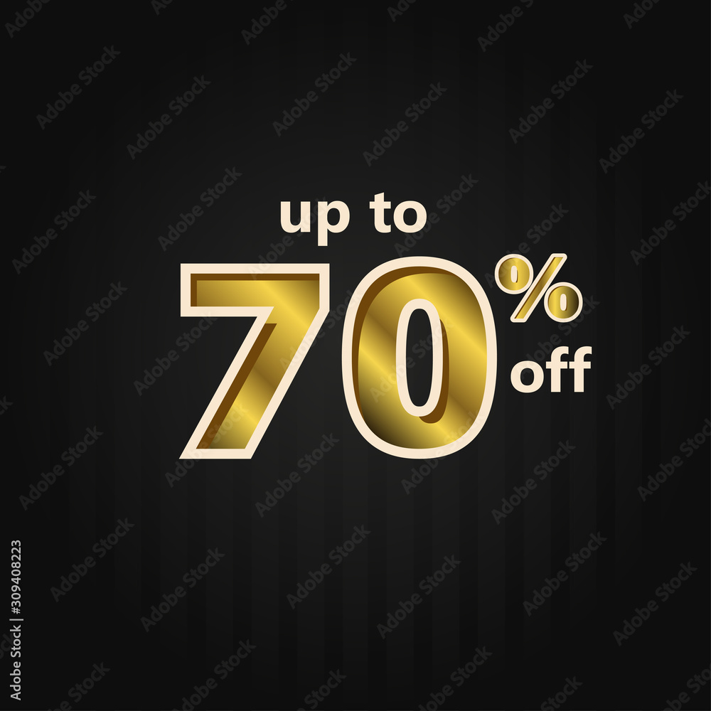 Discount up to 70% off Label Price Gold Vector Template Design Illustration Discount up to 70% off Label Price Gold Vector Template Design Illustration