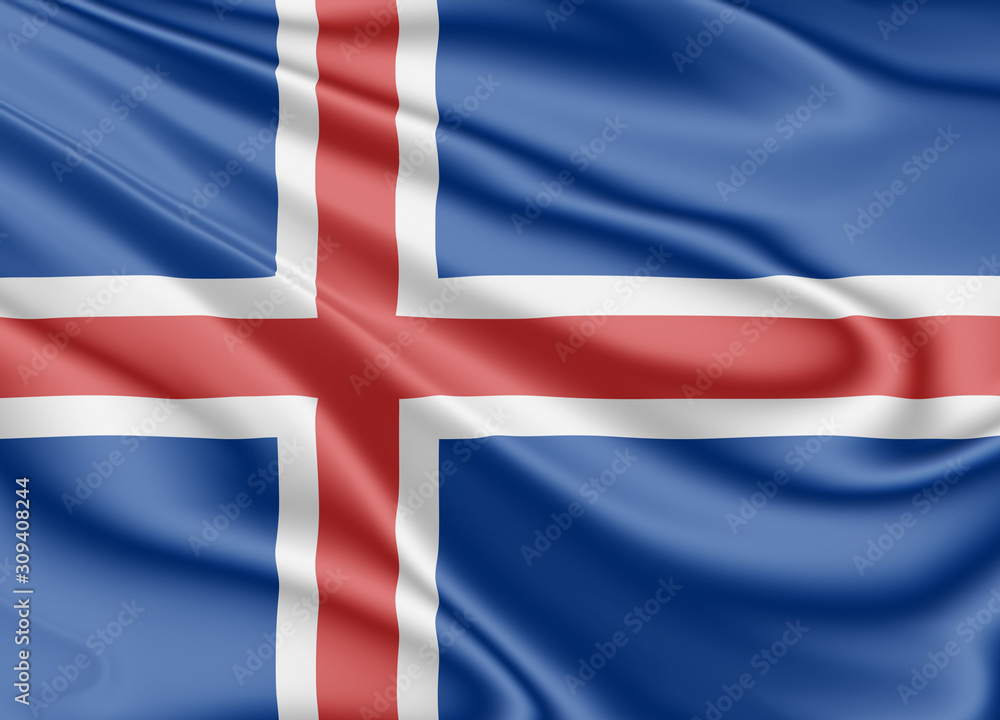 Fototapeta premium Iceland flag fluttering in the wind