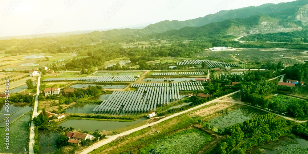 Aerial Photovoltaic Cell Panel Base for Rural Construction in Asia