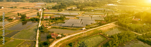 Aerial Photovoltaic Cell Panel Base for Rural Construction in Asia © jeson