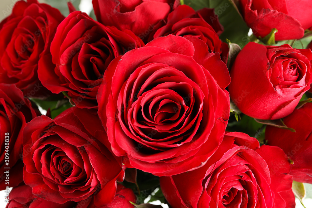 Bouquet of beautiful red roses, close up. Textured background Bouquet of beautiful red roses, close up. Textured background