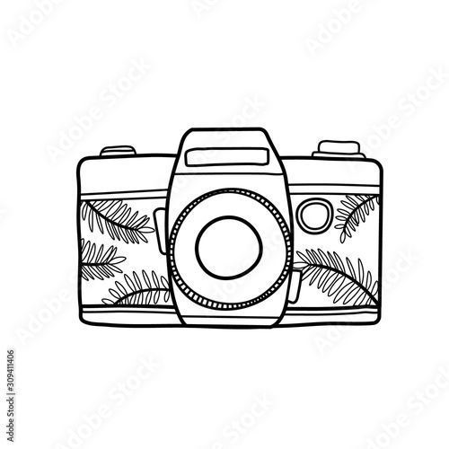 Camera vintage illustration. Cute retro design. Vector