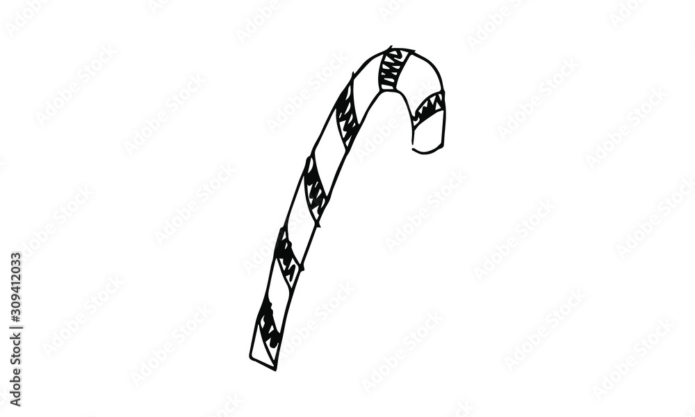 hand drawn candy stick. Christmas and new year Doodle art. use it as a ...