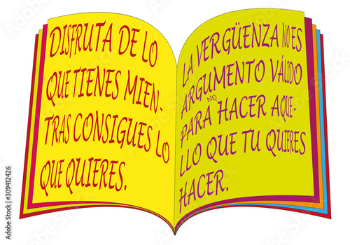 Libro antiguo abierto y con letras.