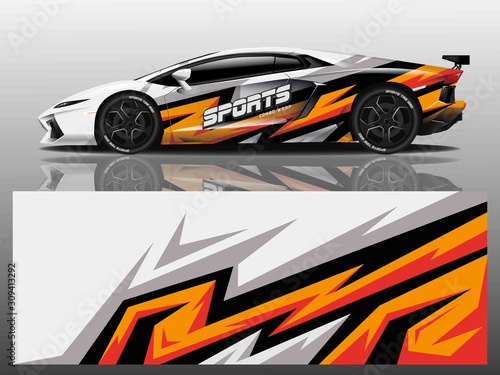 Sport car decal wrap design vector