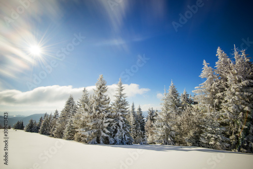 Mesmerizing winter landscape with a snowy slope