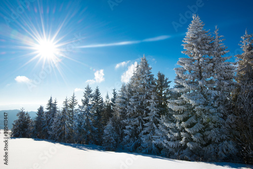 Mesmerizing winter landscape with a snowy slope © YouraPechkin