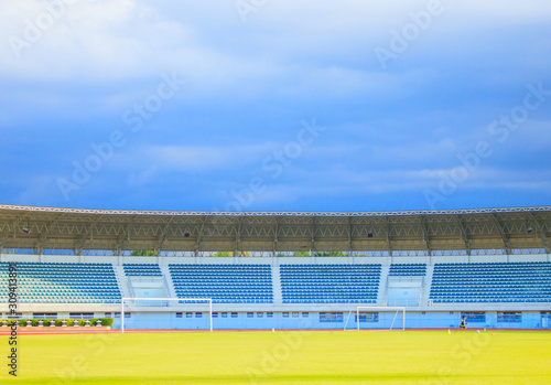 Picture of the stadium was going to rain.Concept love health, exercise, sports.