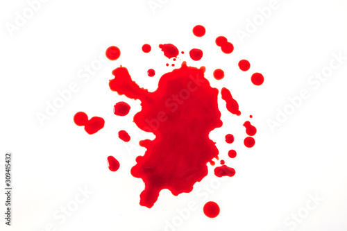 Drops of blood on a white background.