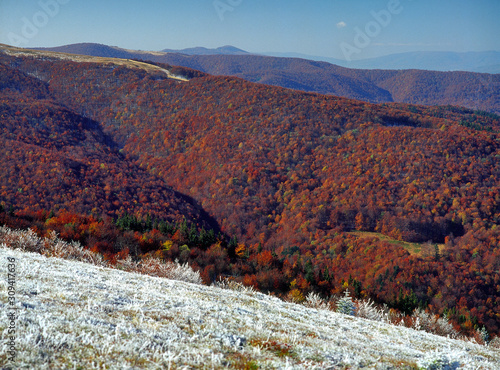 view from Bukowe Berdo Mountain, Bieszczady National Park, Bieszczady Mountains, Carpathian Mountains, Poland photo