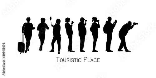 People taking photo, black silhouette characters for your design