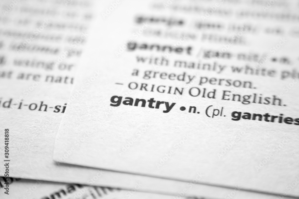 Fototapeta premium Word or phrase Gantry in a dictionary.