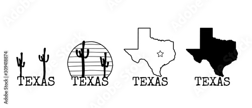 Texas icon set. Map shape icons and symbols.