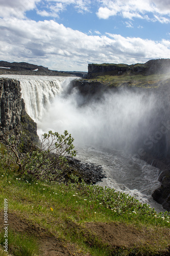 Fj  llum river at Dettifoss waterfall in Vatnaj  kull national parc in Iceland on the golden circle road.