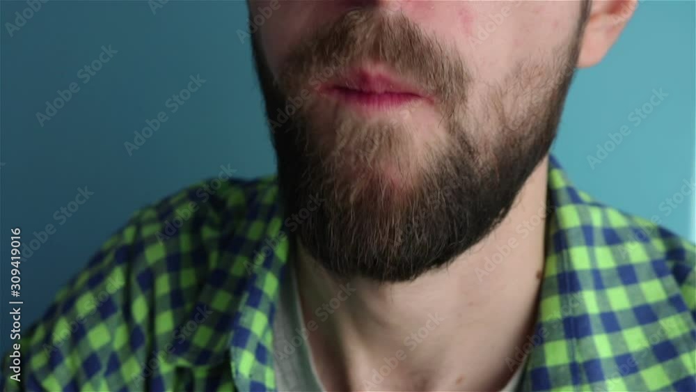 bearded man eat homemade tasty vegetarian pizza slice close up bearded man eat homemade tasty vegetarian pizza slice close up