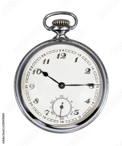 vintage Pocket watch with white dial isolated