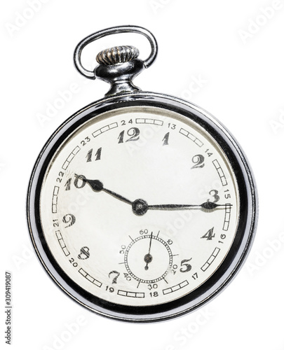 retro Pocket watch with white face isolated